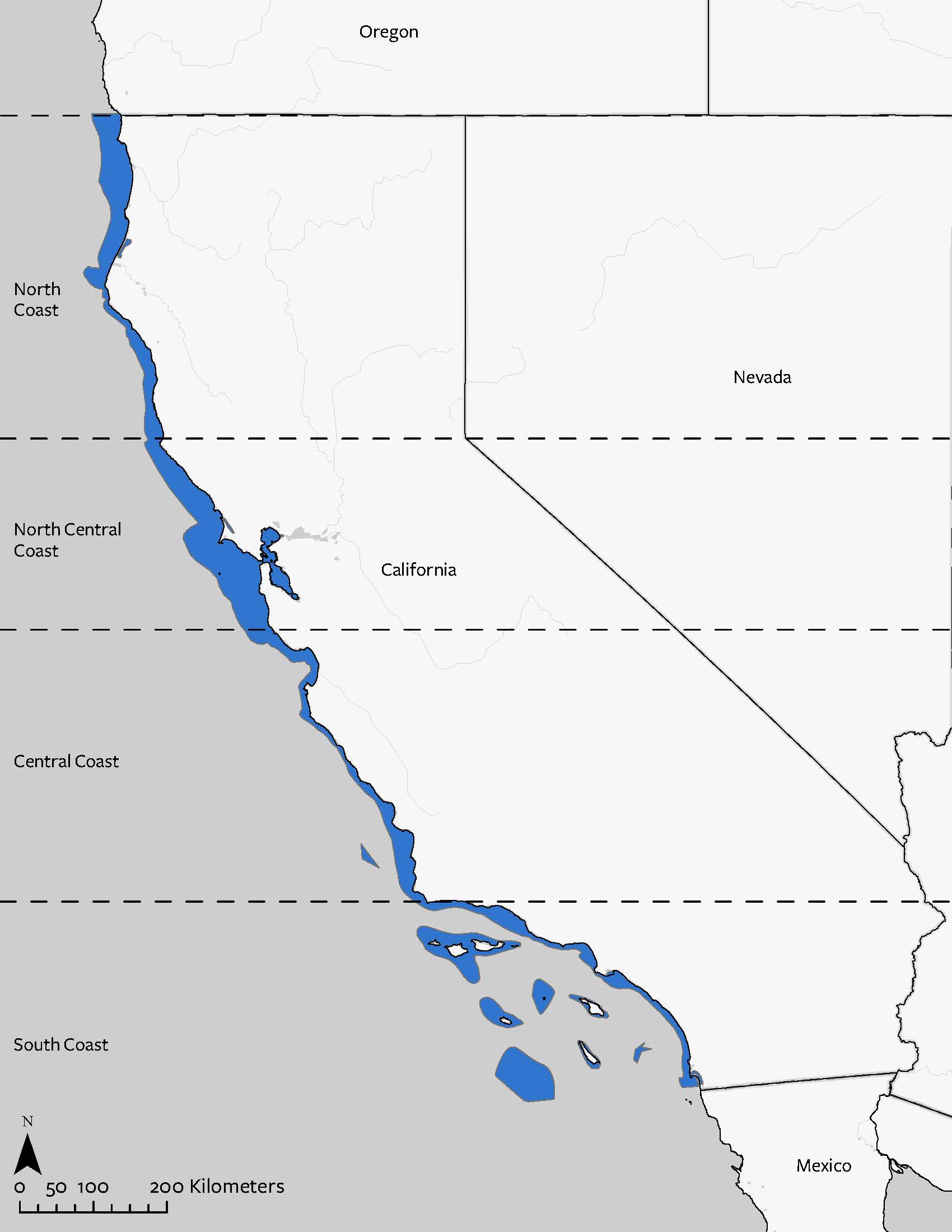 Sunflower Sea Star's geographic range in California